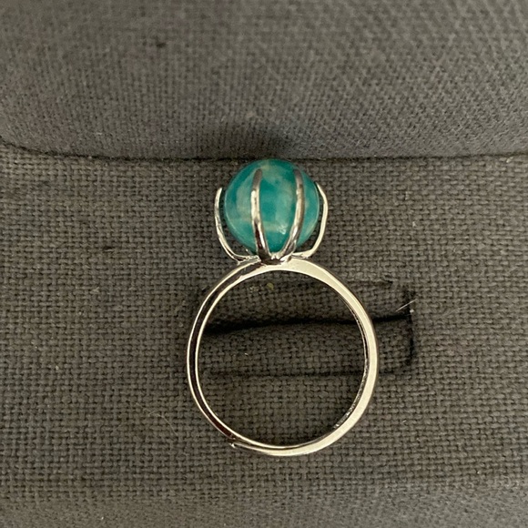 Vintage Sterling Silver 925 ADJ band w/Genuine Turquoise crystal stone Ring 7 - Picture 8 of 10